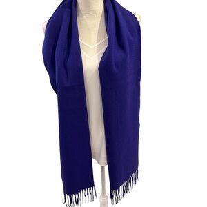 Loro Piana 100% Cashmere Oversized Scarf Purple Fringe Made in Italy 16x76